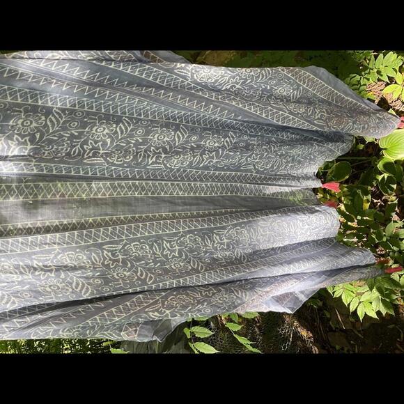 Modena Women’s Kimono with  Blue and white floral geometric with Tassels OS - Picture 3 of 12